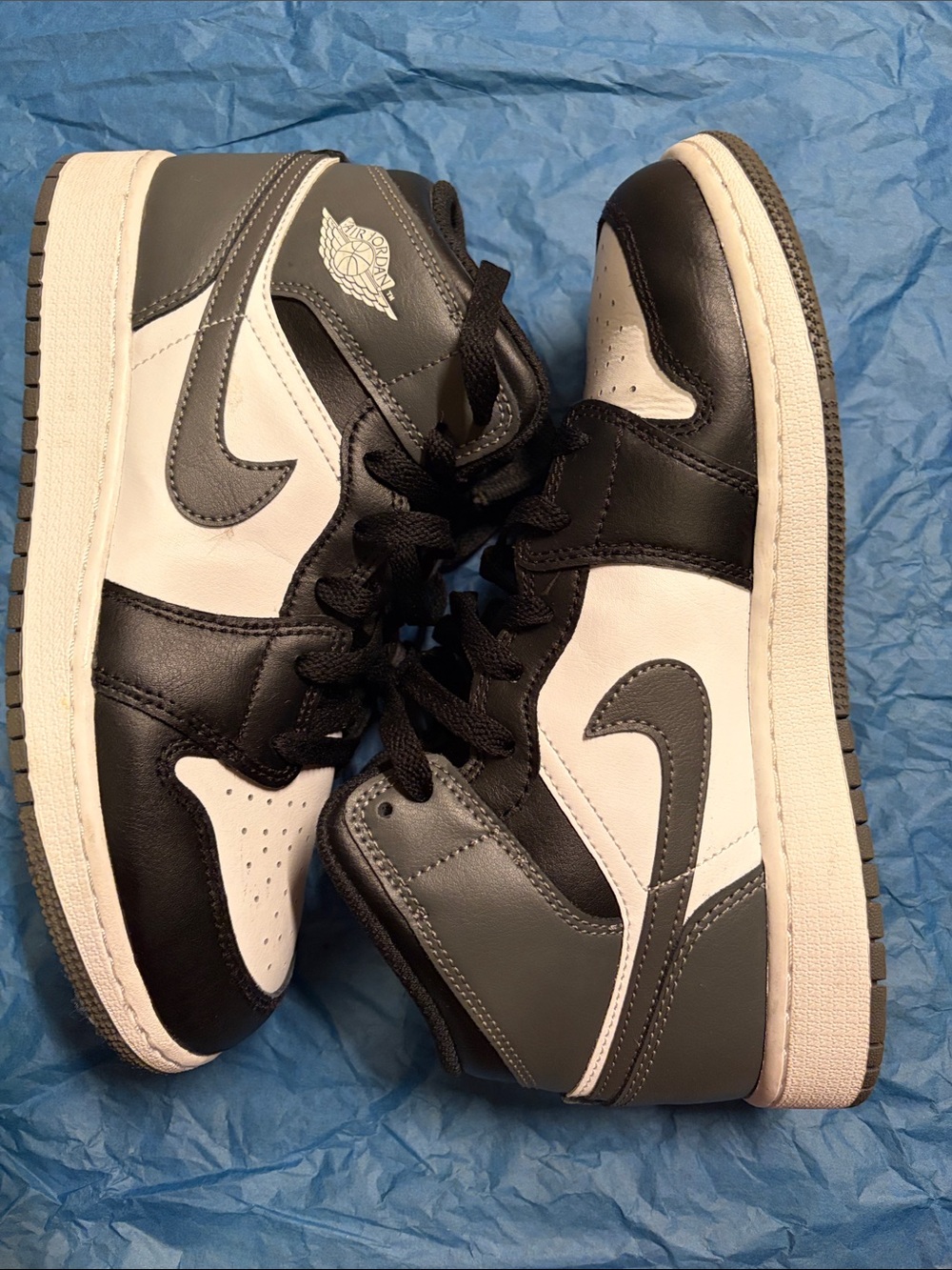 Jordan High-Top Sneakers in Black, White & Gray